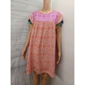THML Multicolor Jacquard Dress with Tassel Sleeves Size S Tapestry